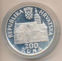 Horvátország 1994. 200K Ag "900 éves a zágrábi Szt. Márk templom" T:PP Tanúsítvánnyal dísztokban! Croatia 1994. 200 Kuna Ag "900th Anniversary of the St. Mark church in Zagreb" C:PP With certificate in case!