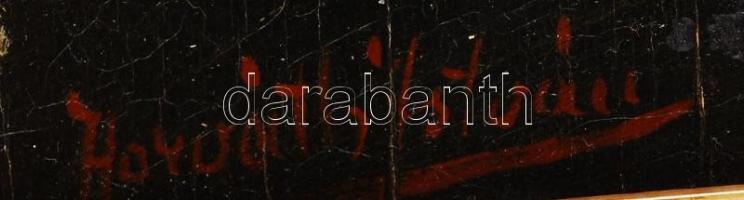 Horváth István: Cigánylány. Olaj, farost, jelzett, antik keretben, 28×21 cm