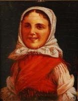 Horváth István: Cigánylány. Olaj, farost, jelzett, antik keretben, 28×21 cm