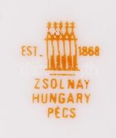 Zsolnay Pompadour süteményes készlet, kézzel festett, jelzett, hibátlan