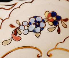 Zsolnay búzavirág mintás süteményes készlet, kézzel festett, jelzett, hibátlan