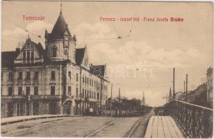 Temesvár, Ferenc József híd, Arany Horgony Kávéház, Gombáss üzlete/ bridge, cafe, shop