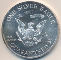 Amerikai Egyesült Államok 1977. "Liberty Lobby - George Washington / 1E" Ag emlékérem (31.35g/0.999/39mm) T:BU (karc) USA 1977. "Liberty Lobby - George Washington / One Silver Eagle" Ag medal (31.35g/0.999/39mm) C:BU (scratched)