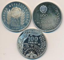 1981. 100Ft "Bulgária 1300 éves" tokban + 1983. 100Ft "Széchenyi" + 1986. 100Ft "Fáy András" T:PP ujjlenyomat