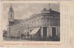 Lugos, Amigo kávéház és Római katolikus templom, Auspitz Adolf kiadása / cafe, Roman catholic church (fa)