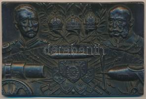 Osztrák-Magyar Monarchia 1914. "Viribus Unitis" Br plakett. Szign.: Gábrys György (130x83mm) T:2 Austro-Hungarian Monarchy 1914. "Viribus Unitis" Br plaque. Sign: György Gábrys (130x83mm) C:XF