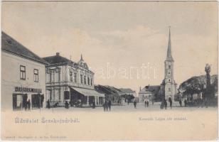 Érsekújvár, Kossuth Lajos tér, Leuchter Izidór üzlete / square, shop (EK)