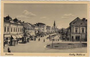 Munkács, Horthy Miklós út, Iczkovics József üzlete / street, shop (EK)