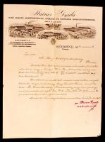 1914 Körmend, Stainer Gyula Első Magyar Megpergetőgyár, Erdészeti és Gazdasági Magnagykereskedés díszes fejléces számla