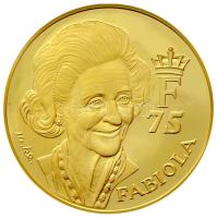 Belgium 2003. "Fabiola 1928-2003" Au emlékérem dísztokban tanúsítvánnyal (11g/0.750/30mm) T:PP Belgium 2003. "Fabiola 1928-2003" Au commemorative medallion in case with certificate (11g/0.750/30mm) C:PP
