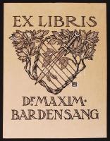 Helbing Ferenc (1870-1958): Ex libris Dr. Maxim. Bardensanf. Vegyes technika, papír, jelzett, 14×11 cm