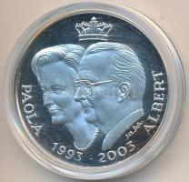 Belgium 2003. "Paula belga királyné és II. Albert belga király" Ag emlékérem dísztokban, tanúsítvánnyal (11,5g/0.925/30mm) T:PP Belgium 2003. "Queen Paola of Belgium and Albert II of Belgium" Ag medallion in original case, with certificate (11,5g/0.925/30mm) C:PP