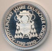 Németország 1990. "800 éves a Német Lovagrend" Ag emlékérem dísztokban, tanúsítvánnyal (15g/0.999/35mm) T:PP Germany 1990. "Achthundert Jahre Deutscher Orden" Ag medallion in original case, with certificate (15g/0.999/35mm) C:PP