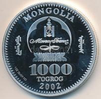 Mongólia 2002. 1000T Ag "Dzsingisz kán" T:PP Mongolia 2002. 1000 Tugrik Ag "Genghis Khan" C:PP Krause KM# 199
