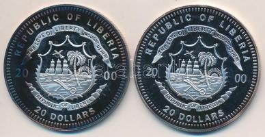 Libéria 2000. 20$ (2x) "Koppenhága" + "Apollo–16" T:PP Liberia 2000. 20 Dollars (2x) "Kobenhavn" + "Mission Apollo XVI." C:PP