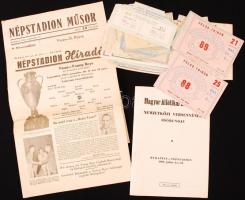 cca 1950-1960 Sport nyomtatvány tétel. Népstadion jegyek, műsorfüzetek