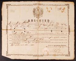 1864 Katonai végelbocsájtó levél. Lyukakkal / Military dismounting warrant