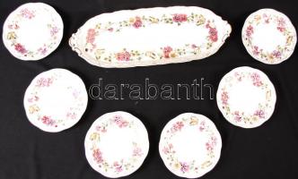 Zsolnay pillangó mintás szendvicses készlet, kézzel festett, jelzett, hibátlan