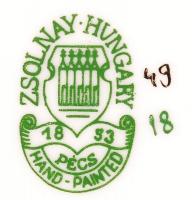 Zsolnay pillangó mintás szendvicses készlet, kézzel festett, jelzett, hibátlan