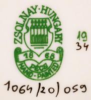 Zsolnay búzavirág mintás áttört kaspó, kézzel festett, hibátlan, jelzett, m: 10 cm, d: 9 cm /Hand pa...