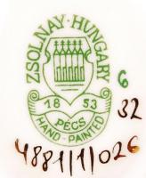 Zsolnay pillangó mintás tojás alakú ékszertartó, kézzel festett, hibátlan, jelzett, h:10 cm, m:8 cm ...