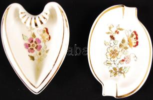 Zsolnay pillangó mintás tálkák (2db), kézzel festett, hibátlan, jelzett, 11×8 cm (2×)