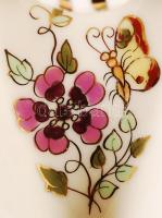 Zsolnay pillangó mintás tálkák (2db), kézzel festett, hibátlan, jelzett, 11×8 cm (2×)