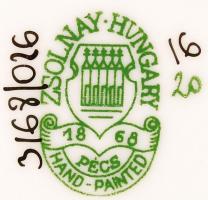 Zsolnay pillangó mintás tálkák (2db), kézzel festett, hibátlan, jelzett, 11×8 cm (2×)