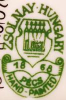 Zsolnay pillangó mintás mini váza, kézzel festett, hibátlan, jelzett, m:14,5 cm