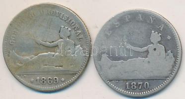 Spanyolország / Ideiglenes kormány 1869SN-M 1P Ag + 1870DE-M 1P Ag T:3
Spain / Provisional Governmen...