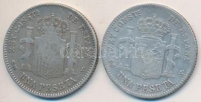 Spanyolország 1896PG-V 1P Ag "XIII. Alfonz" + 1900SM-V 1P Ag "XIII. Alfonz" T:2-,3 Spain 1896PG-V 1 Peseta Ag "Alfonso XIII" + 1900SM-V 1 Peseta Ag "Alfonso XIII" C:VF,F