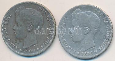 Spanyolország 1896PG-V 1P Ag "XIII. Alfonz" + 1900SM-V 1P Ag "XIII. Alfonz" T:2-...