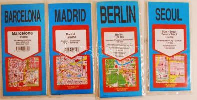 4 db várostérkép (Madrid, Barcelona, Szöul, Berlin), Cartographia Budapest / 4 city maps (Madrid, Barcelona, Szöul, Berlin)
