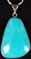 Türkiz medál ezüst színű láncon, karkötővel /
turquoise pendant with nacklace and bracelet