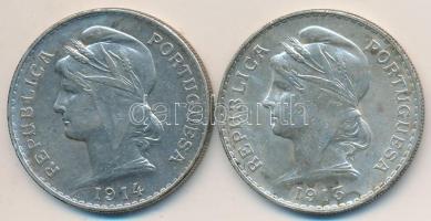 Portugália 1913-1914. 50c Ag (2x) T:2
Portugal 1913-1914. 50 Centavos Ag (2x) C:XF