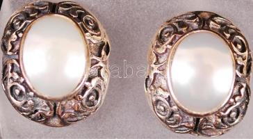 Ezüst (Ag) fülbevalópár gyöngy díszítéssel, br: 4,3 g / Silver earring with pearl