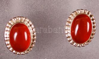 Ezüst színű fülbevalópár karneollal díszítve / earring with carnelian