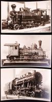3 db mozdonymakettekről készült fotó, 14x9 cm