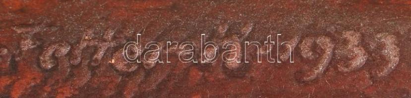 Fetter Károly (1889-1937): Ballagási emlék 1933. Festett kerámia, kisebb lepattanásokkal, jelzett, 4...