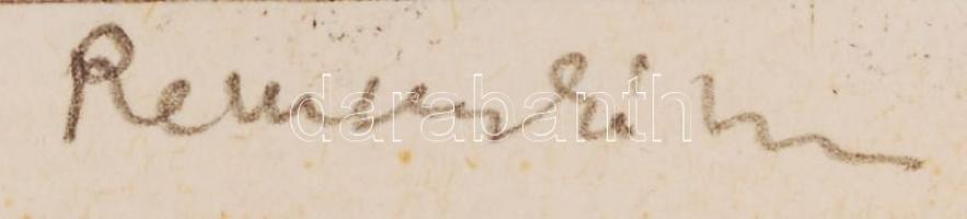 Remsey Gábor (1925-1999): Szadai udvar. Rézkarc, papír, üvegezett keretben, jelzett. Kép mérete: 28x...