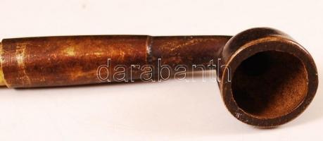 Ornamentikás mintával díszített ópiumszívó pipa, h: 26 cm