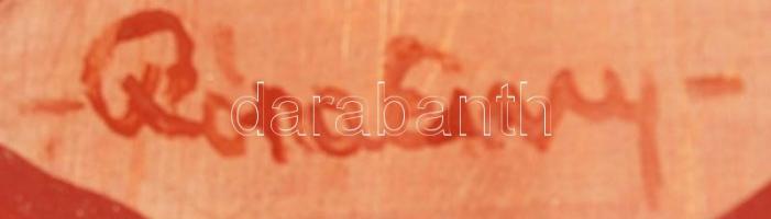 Róna jelzéssel: Hófehérke ebédet hoz. Tempera, karton, kis szakadásokkal, 62×50 cm