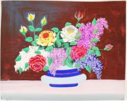 2 db jelzett csendélet, vegyes technika, karton, 40×50 cm