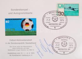 1974 Alkalmi borítékpár albumlapokra ragasztva az 1974-es VB-győztes német csapat 3 játékosának aláírásával (Paul Breitner, Uli Hoeneß, Berti Vogts)