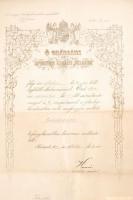 1912 Budapest ezredesorvos kinevezése főtörzsorvossá. Magyar Királyi Honvédelmi Miniszter száraz pec...