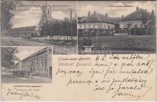 Bocsár, Schannen-féle üzlet, Bayer palotája, katolikus templom / Schannen's shop, Palace Bayer, church (EK)