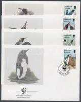 WWF penguins stamps from one set on 4 FDC, WWF Pingvinek bélyegek egy sorból 4 FDC