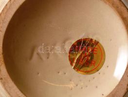 Kézzel festett kaspó és füles bödön, jelzett, apró lepattanás a bödönön, m:15 és 21 cm