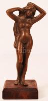 Jelzés nélkül: Akt. Bronz, fa talapzaton, m:14 cm