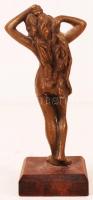 Jelzés nélkül: Akt. Bronz, fa talapzaton, m:14 cm
